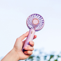 Mini Portable Fan Cute Design 3 Speed Personal Handheld  Desktop with Standing Ring Lightweight USB Rechargeable