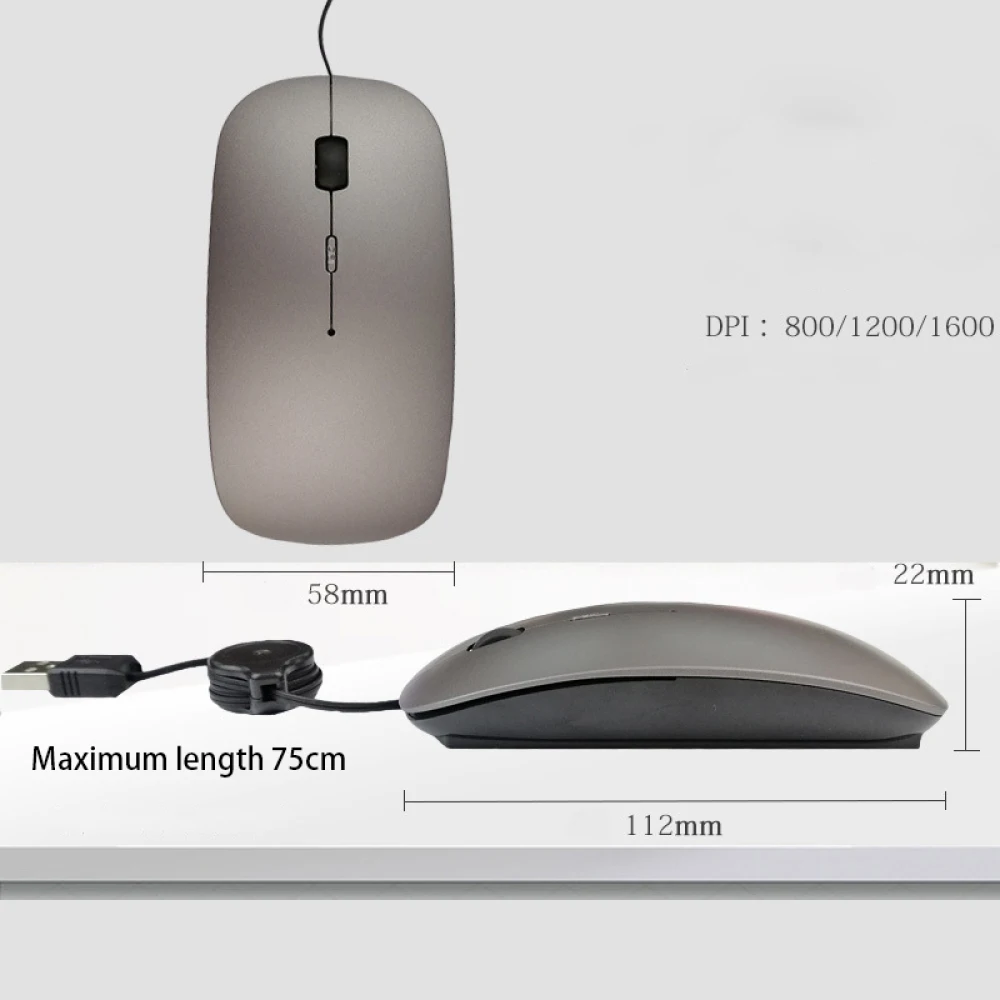 USB Optical Mouse Notebook Computer Telescopic Wired Mouse Mute Office Game Accessories