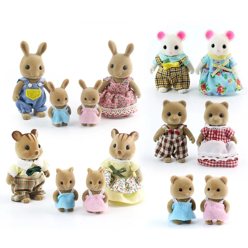 Micro 1/12 Forest  Family Forest Animal Children’s Simulation Toy Rabbit Clothes Pretend Play Accessories For Girl Gifts