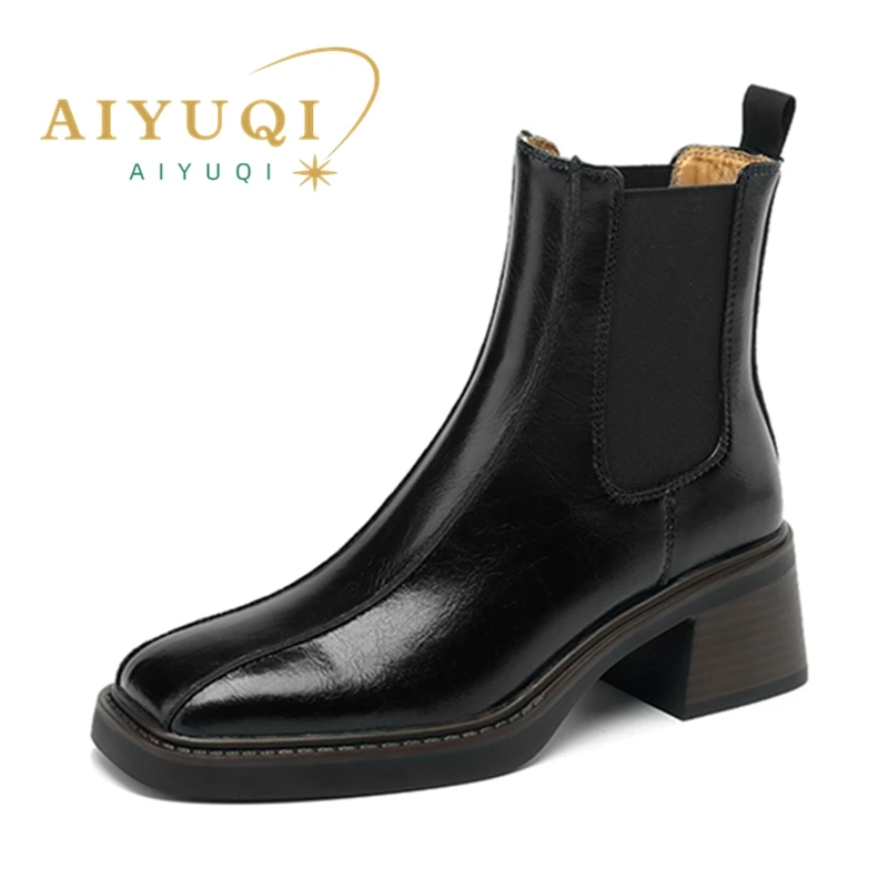 AIYUQI 2024 New Square Toe Women Chelsea Boots Retro women'sAnkle Boots Non-slip Fashion Ankle Boots female Winter Shoes