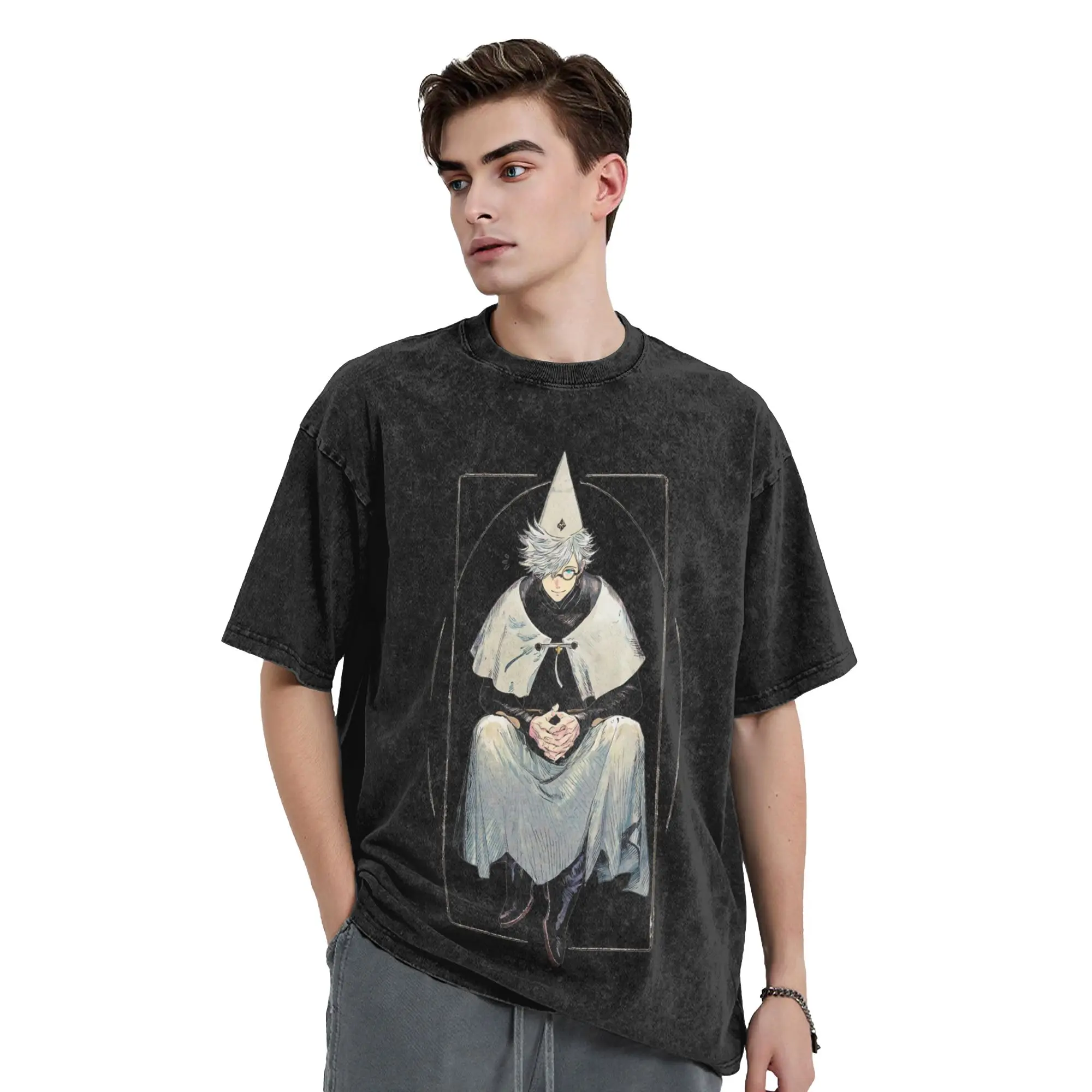 Qifrey Witch Hat Atelier Anime Washed T Shirts Streetwear T-Shirts  Tees for Men Women 100% Cotton Street Graphic Printed