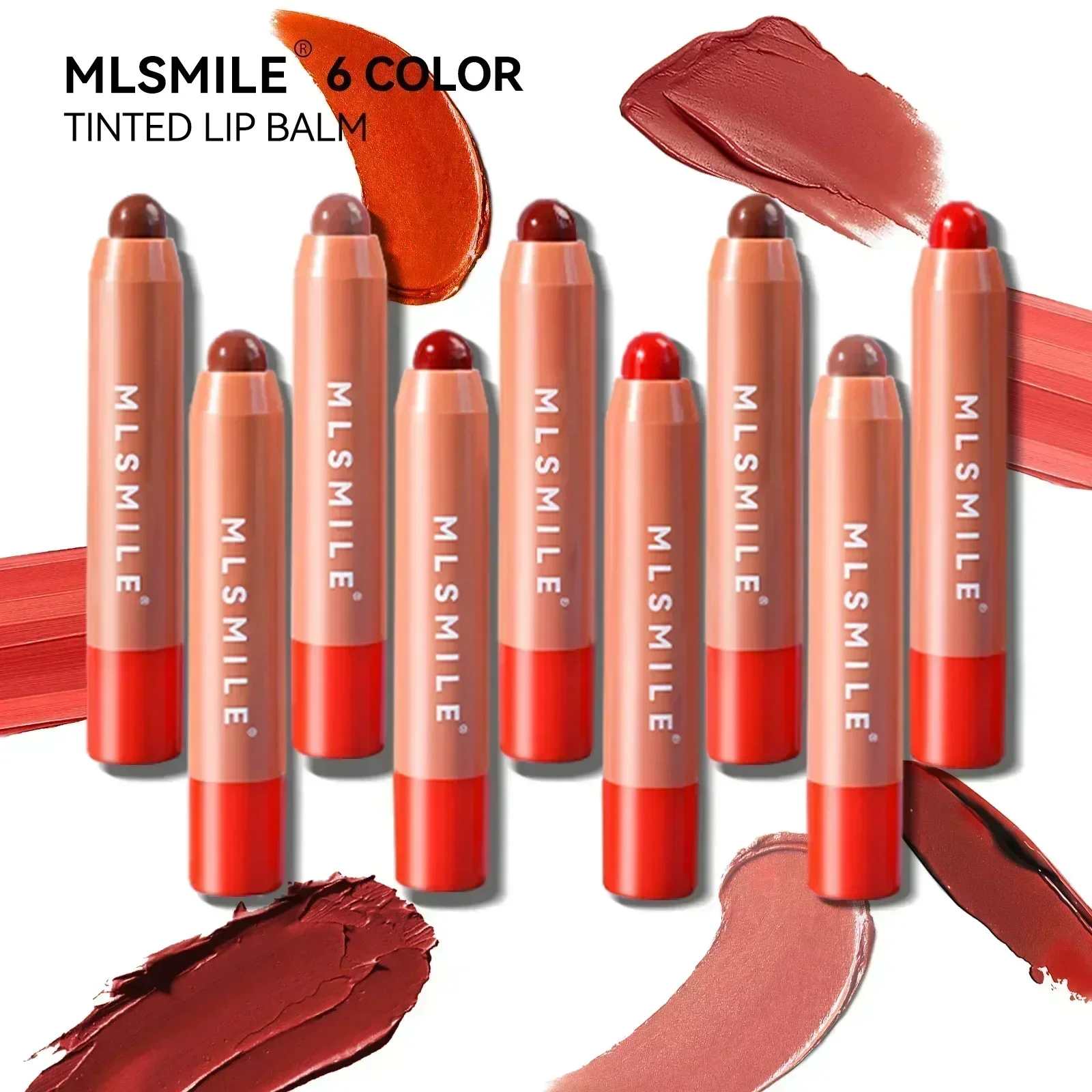 MLSMILE 6 Color Lipstick Moisturizing Shine Finish Natural Lightweight Texture Easy To Apply Fashion Lipstick 2.7g