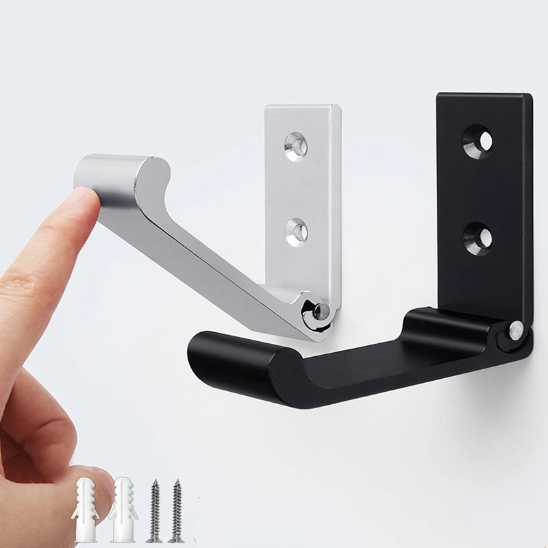 Folding Wall Hook, Hidden Robe Towel Coat Hook stainless steel Hook for Home Kitchen Bathroom Matte Black Towel Hanger