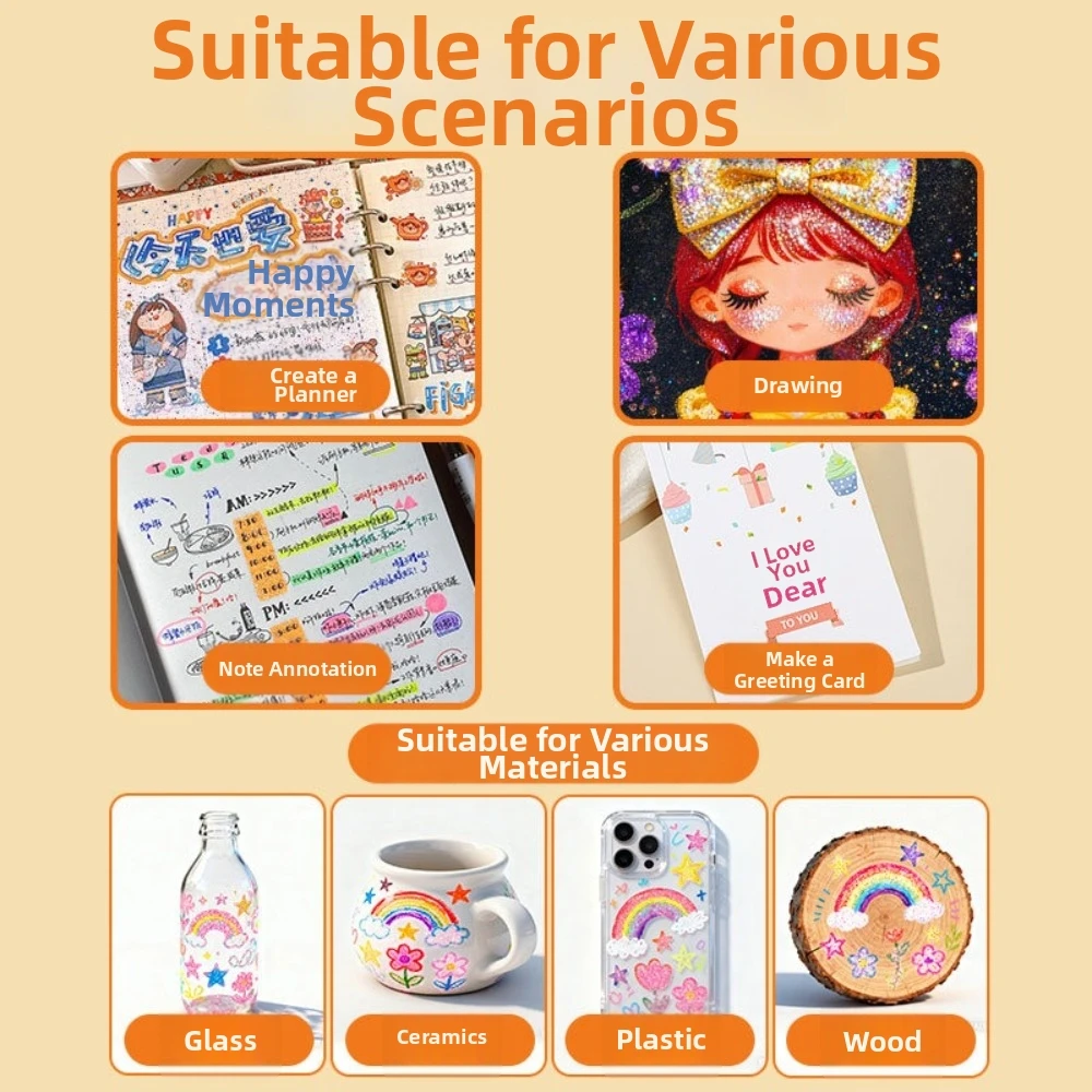 

Soft Head Design Acrylic Marker Washable Ink High Coverage Painting Pen Quick-Drying Barrel Pack Soft-Tip Marker