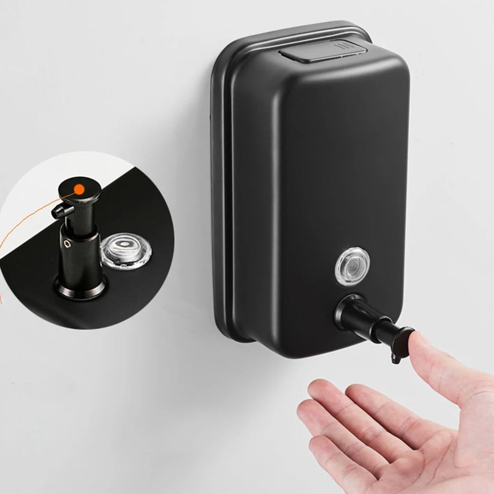 

Wall Mounted Soap Dispenser Black Stainless Steel Refillable Reusable Shampoo Conditioner Lotion Shower Gel Container