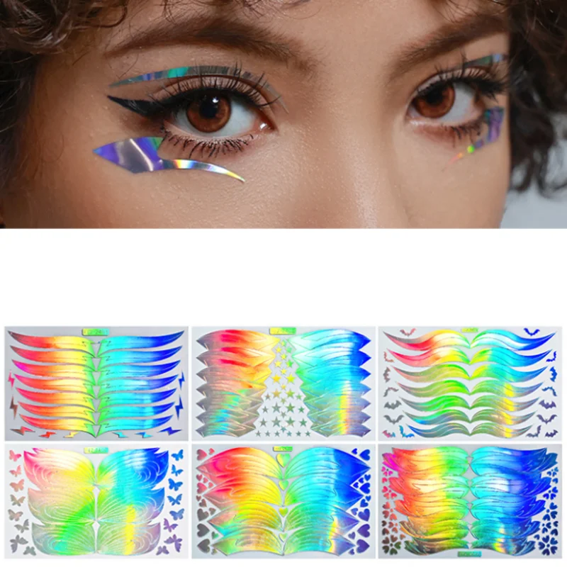 

Laser Eyeliner Facial Adhesive Sticker Dual Use Eye Decoration Decals Festival Party Face Eye Makeup Cosmetic Tools Beauty Face