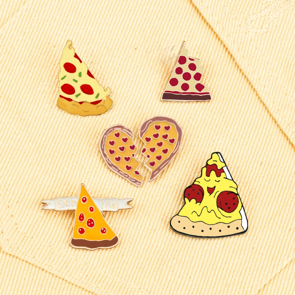 Fashion Food Brooches Badges Delicious Pizza Enamel Pins Women Men Lapel Pins Jewelry Kids Backpack Decoration Gift for Friend