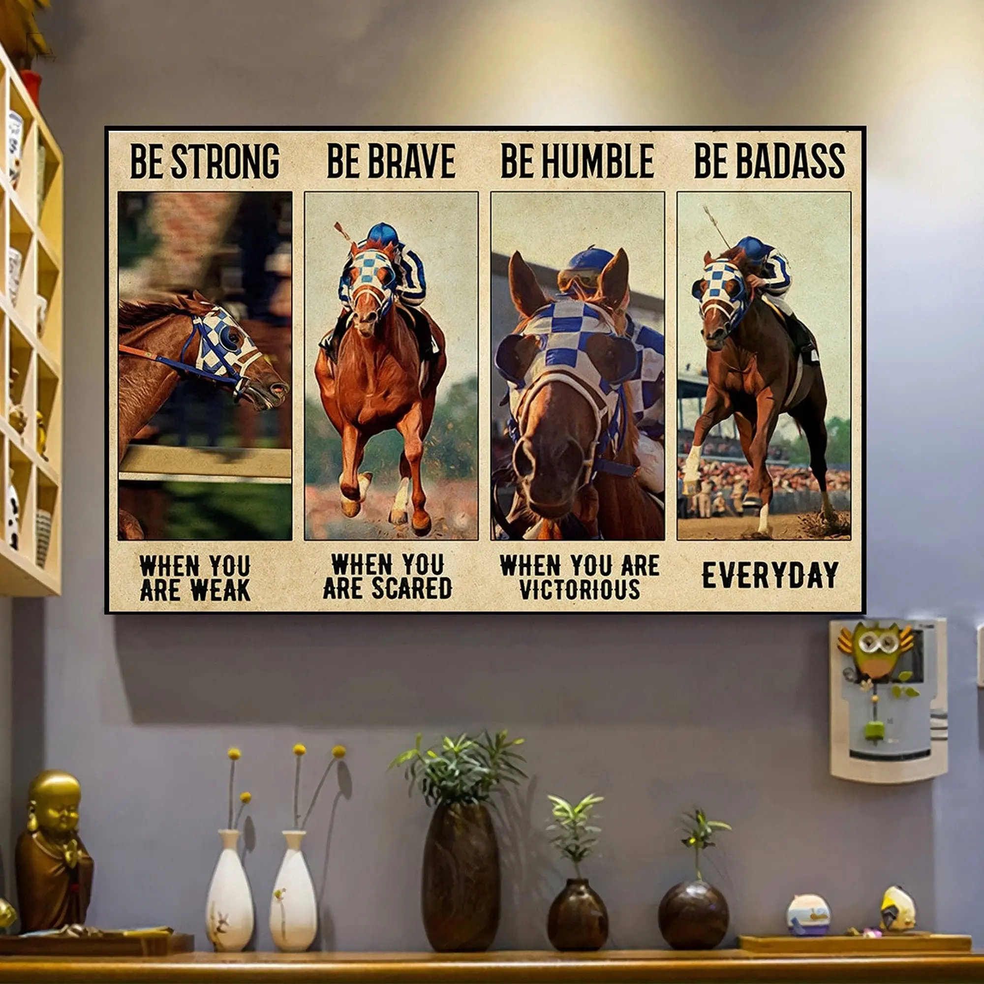  Tin Sign Jockey Be Badass Vintage Rodeo Horses Harness Racing Cowboys Harness Secretariat Horse Racing Pub Wall Poster Yard Gar