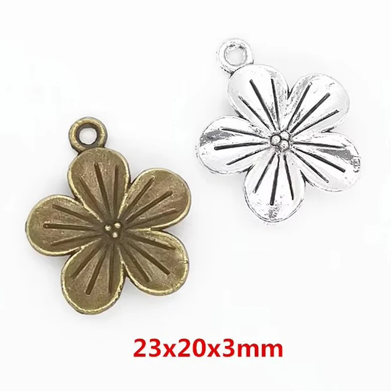 50pcs 23X20MM Fashionable Women's Boutique Antique Bronze Sweater Chain Flower Hang Tag, Summer And Autumn Minimalist Jewelry Ac