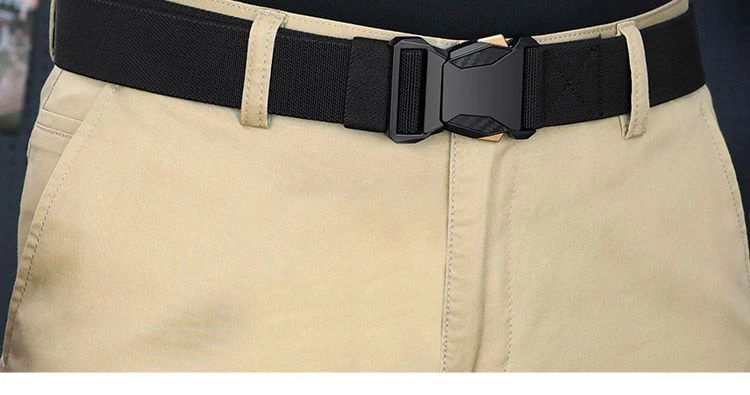 Neuer Automatik-Schnallengürtel aus Canvas, taktischer Gürtel mit Schnellverschluss, Arbeitskleidung, Freizeit, Outdoor, Militär, Trainingshose, schwarzer Gürtel für Herren – Detail 15