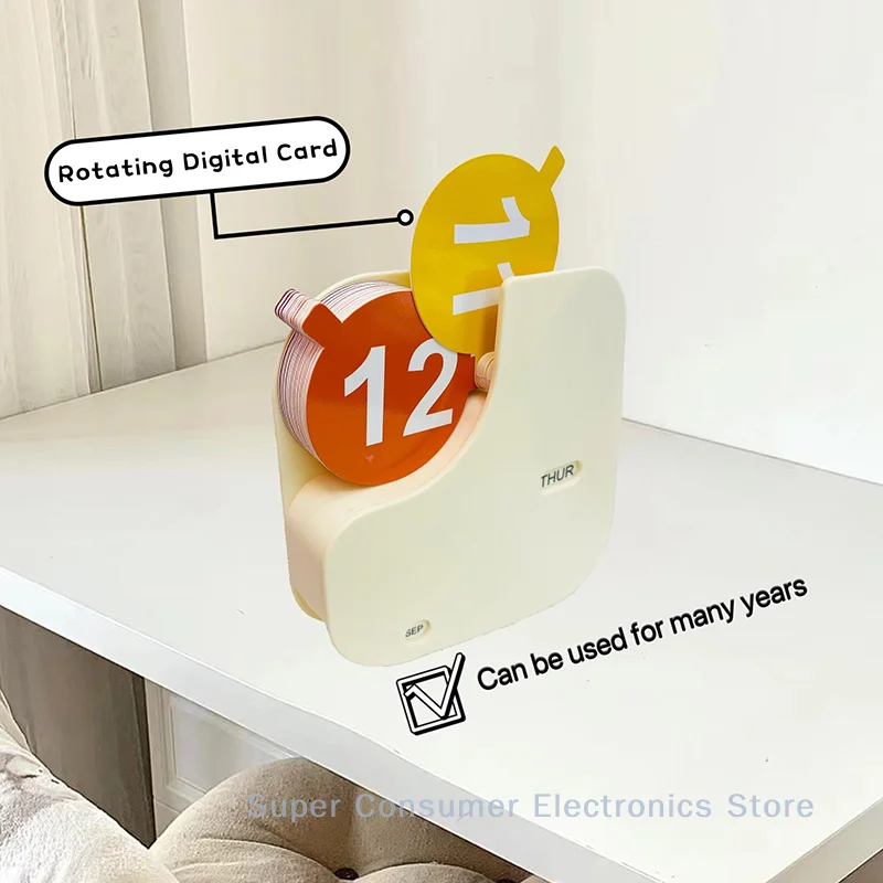 Year-Round Desktop Calendar with Flip Display; Day & Month Marks; Reusable; Premier Gift & Home Decor Accent.