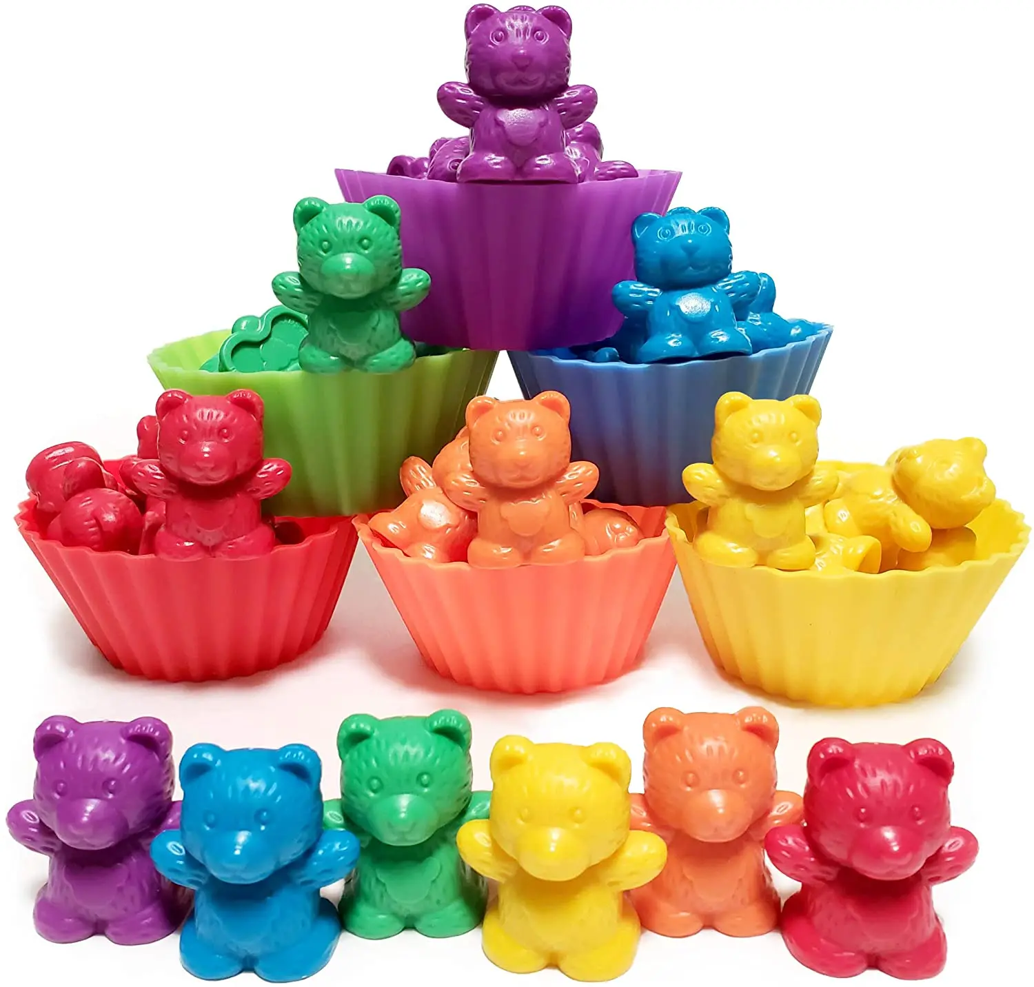 Rainbow Bear Montessori Educational Toys with Stacking Cups Matching Game Color Assortment Children Educational Toys