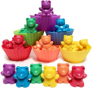Rainbow Bear giocattoli educativi Montessori con tazze impilabili abbinamento gioco assortimento di colori giocattoli educativi per bambini