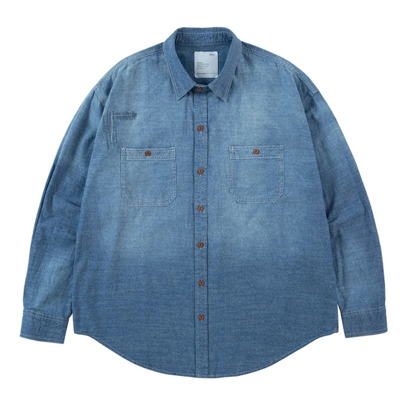 

High Street Men's Madness Denim Shirt 2025 New Fashionable Washed Do Old Autumn Trend MDNS Casual Shirt Sweatshirt