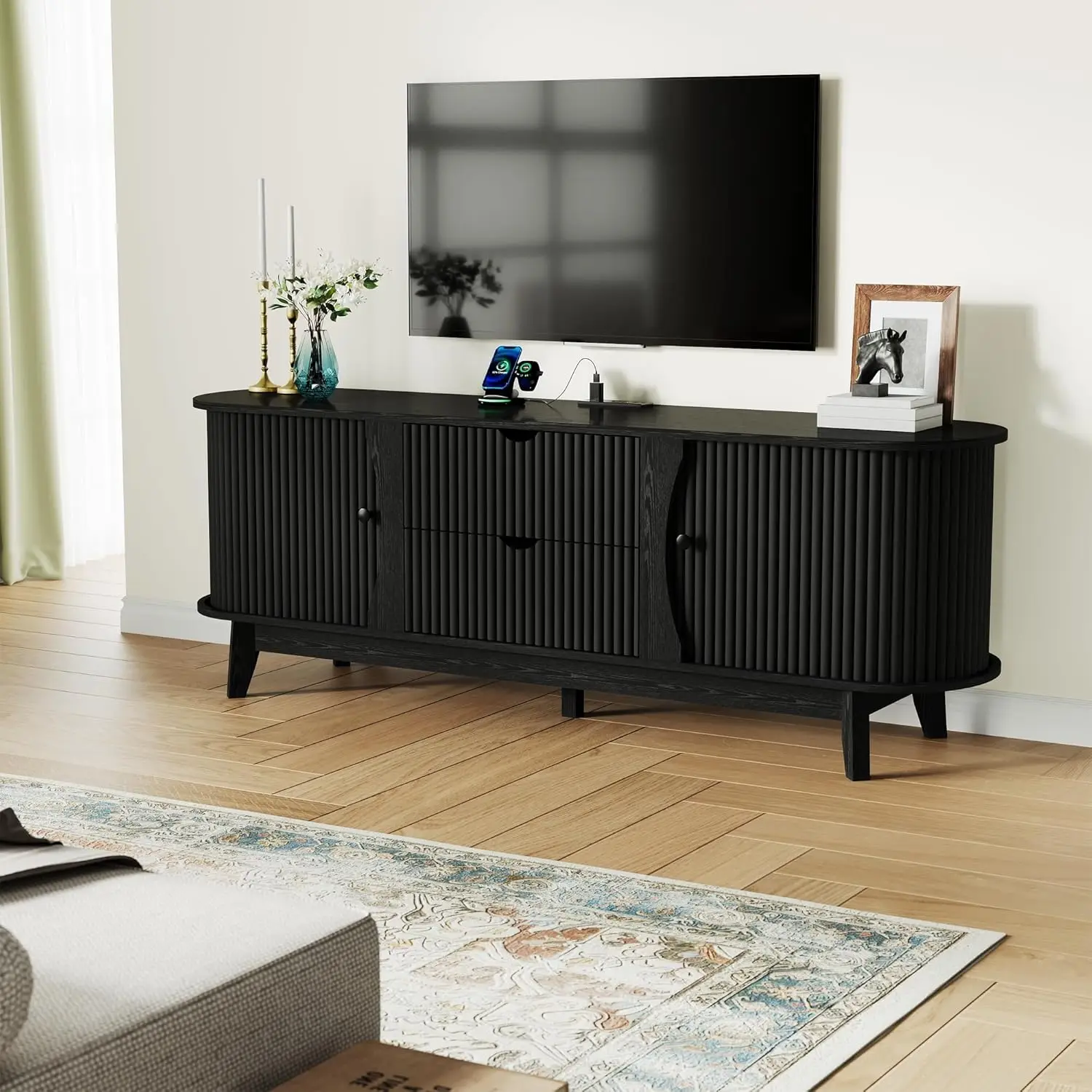 

Тумба под телевизор/медиацентр с 2 дверцами и 2 ящиками, с розетками, для ТВ до [размер в дюймах, например, 40 дюймов] дюймов