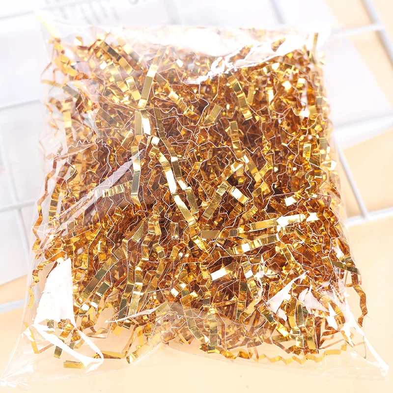 Papel Rafia Triturado de Color Dorado de 20g, Material de Relleno para Cajas de Dulces, Bolsas de Regalo, Decoración para Bodas y Fiestas