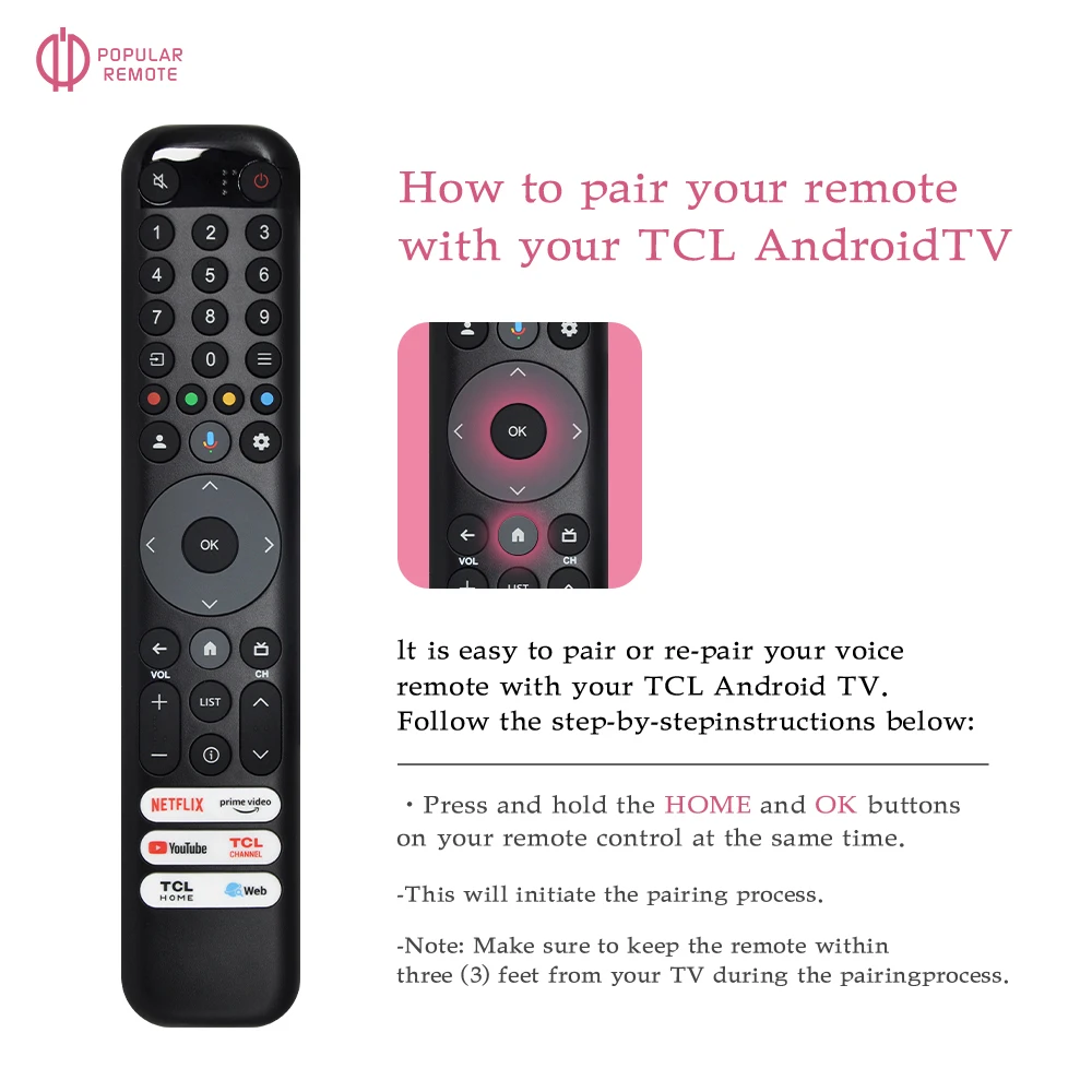 RC833 GUB1 Replacement Voice Remote Control Compatible TCL Smart TV 55C645 65C645 85C845 65C845 85C645 43C645