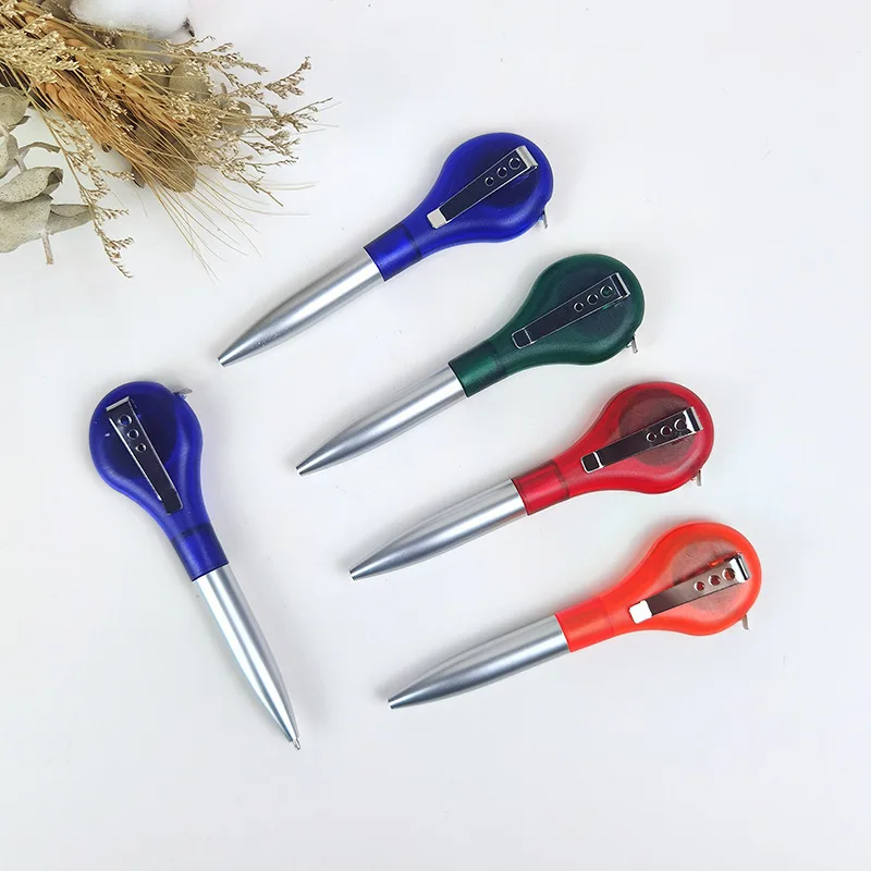2‑in‑1 Ballpoint Pen Retractable Tape Measure Tool Pen 0.7mm Blue Ink Smooth Writing Portable Creative Stationery for Student