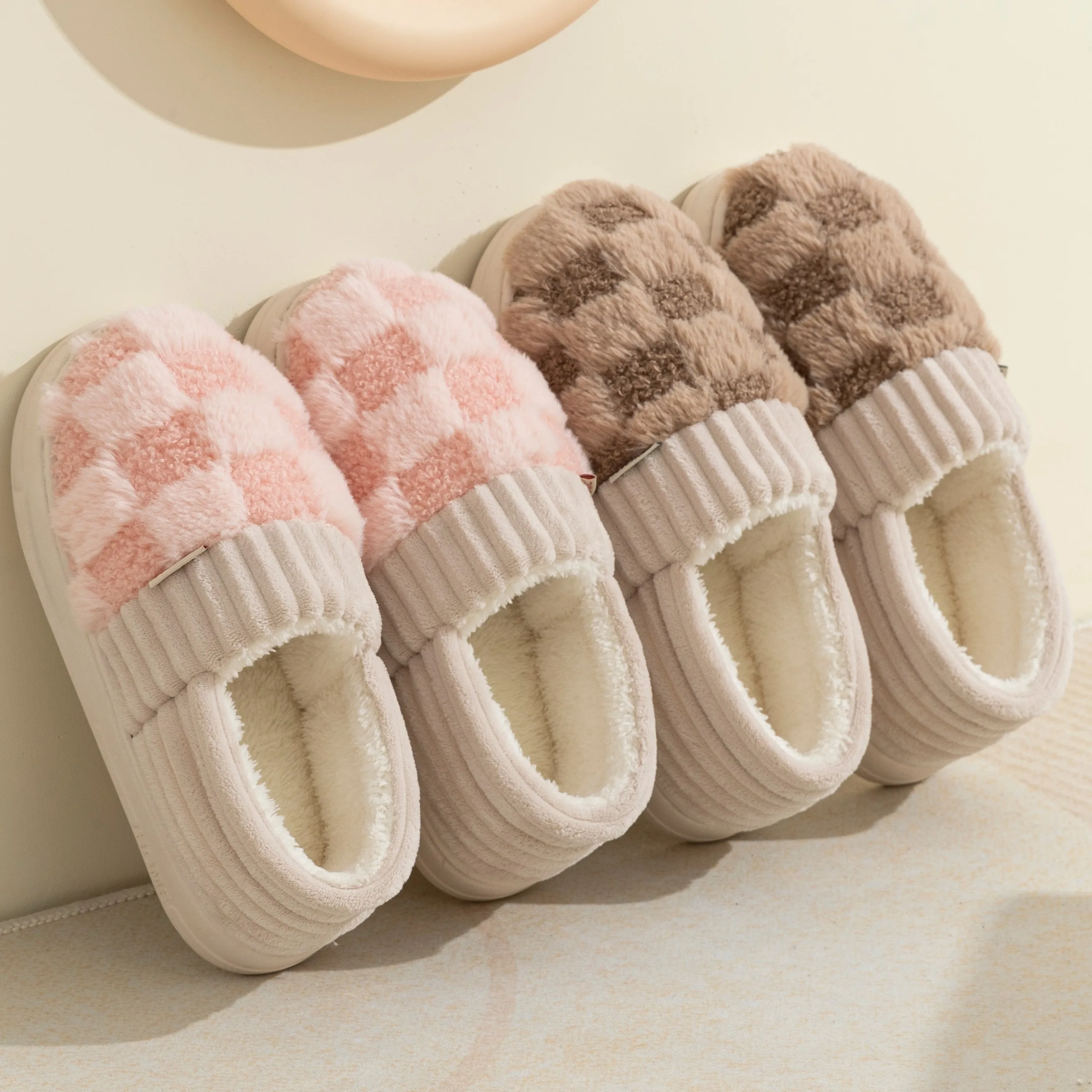 Fashion Couple Winter Wrap Heels Warm Ladies Fluffy Slippers Soft Non-slip Slides For Women Men Indoor Mule Home Cotton Shoes