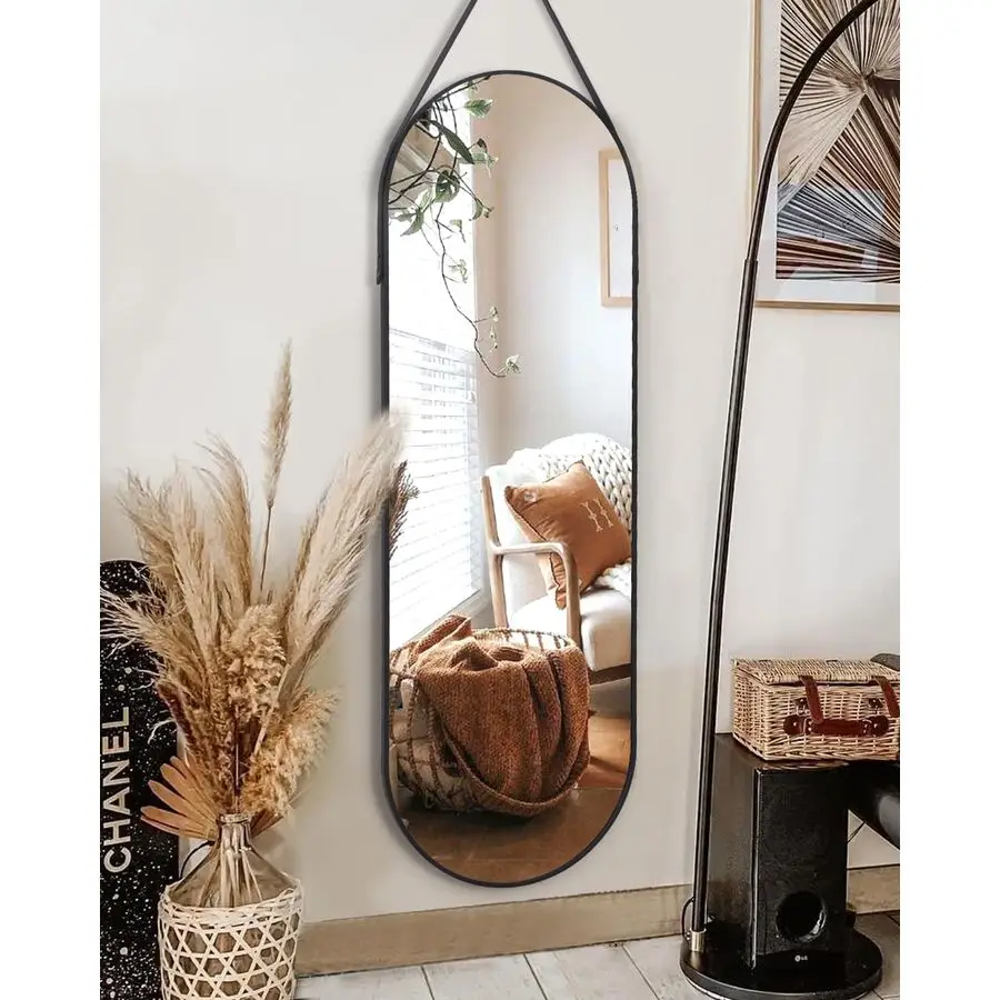 

Зеркало в полный рост, 16x48 дюймов, настенное, с кожаным ремешком для подвешивания, для дома