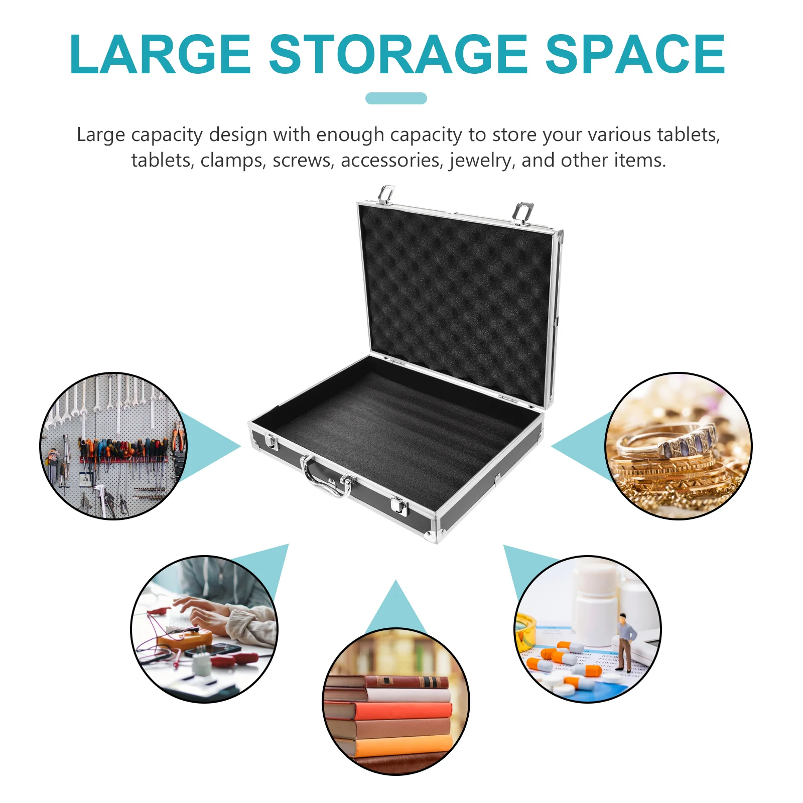 Aluminum Alloy Tools Case Shockproof Tool Case Carrying Case Foam Cryptographic Instrument Carrying Case Fit Use Drones