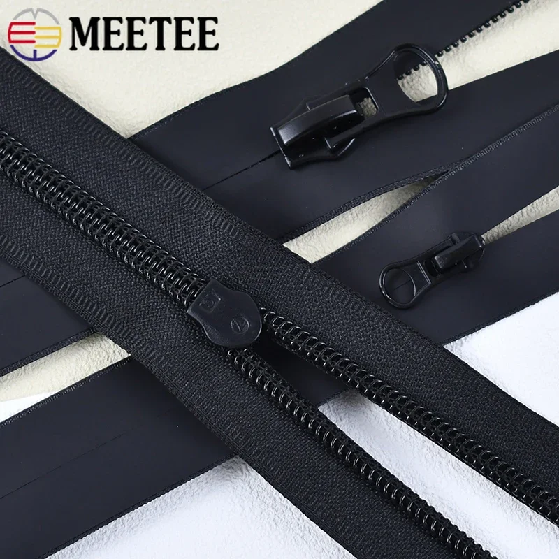 Meetee 3 1/2/5M # 5 # 8 # 10 #   Cerniera invisibile impermeabile con cursori Borsa per giacca Zniere a spirale in nylon per esterni per cucire accessori fai-da-te