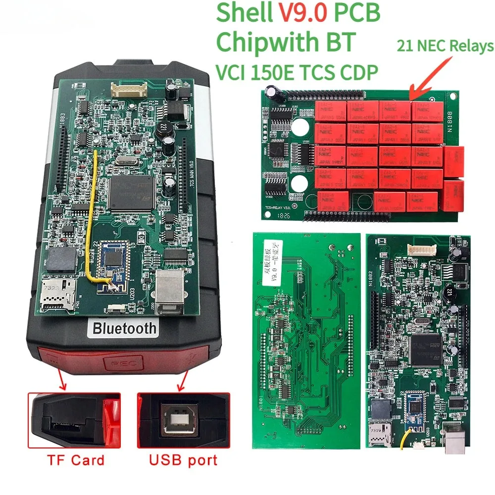 High Quality TCS Multidiag 2021.11 with Activator Software V3.0 9241A Double Green PCB V9.0 Code Reader Truck Diagnostic Tool