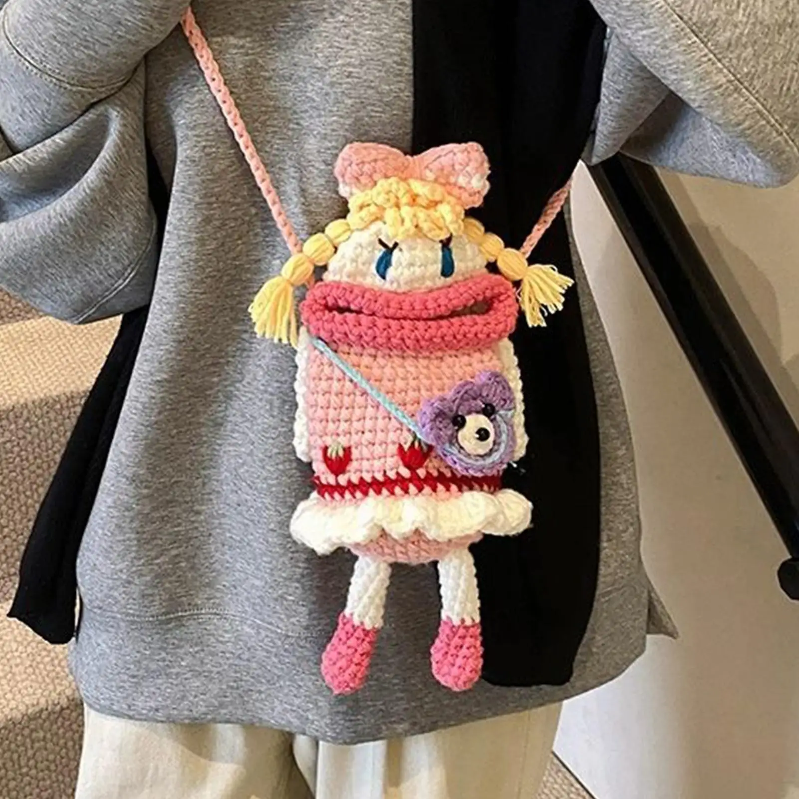 

Сумка-кошелек для телефона в виде милой вязаной сосиски, маленькая сумка через плечо для женщин и девушек, для прогулок, покупок, свиданий, путешествий, на день рождения