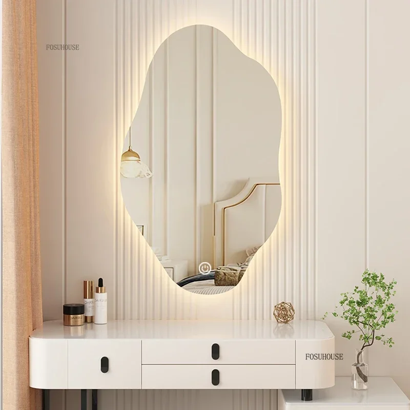 Special-shaped Smart Bath Mirrors Led Makeup Mirrors Wall-mounted Bedroom Dressing Mirror Irregular Hotel Decorative Mirrors