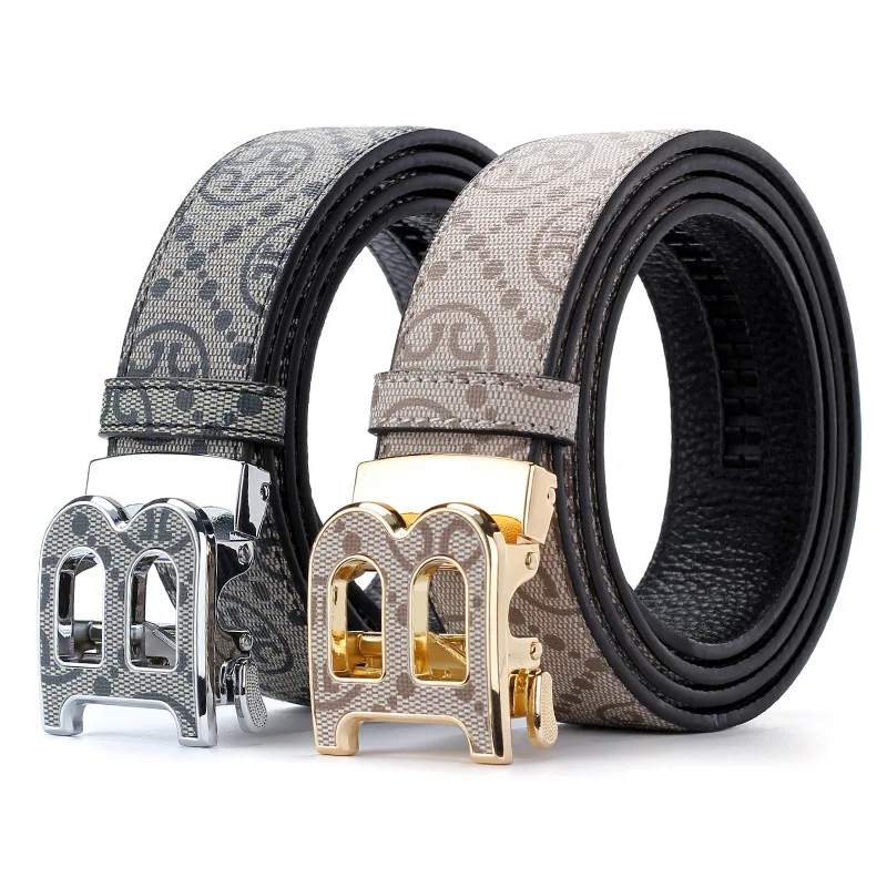 

Новинка 2026, ремень из цинкового сплава с автоматической пряжкой, текстурированный ремень из воловьей кожи для мужчин, современный стильный дизайн, удобный пояс ​