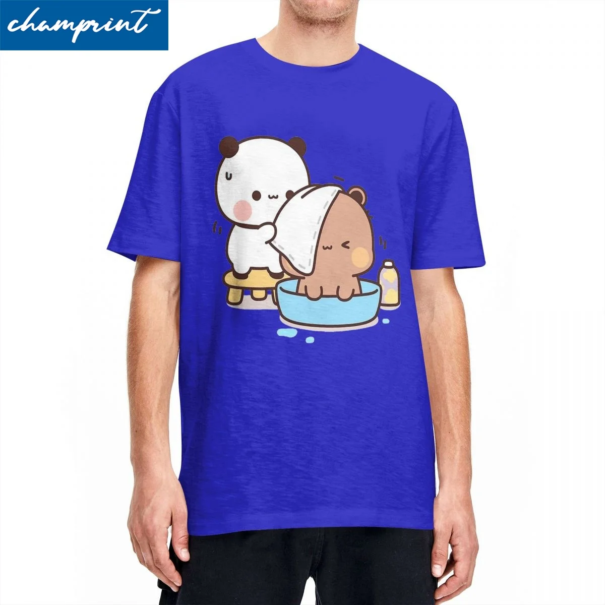 Casual Bubu And Dudu Bath Tshirt Unisex Crewneck Short Sleeve Tops Shirts Cute Bear Couple Cotton Summer Tops