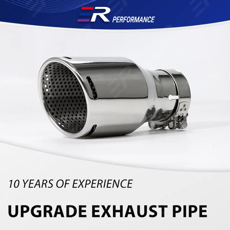 

Универсальный выхлопной наконечник ER, новый дизайн, серебристый, нержавеющая сталь 304, для модификации автомобиля, насадки, глушитель, хвостовые наконечники, украшение