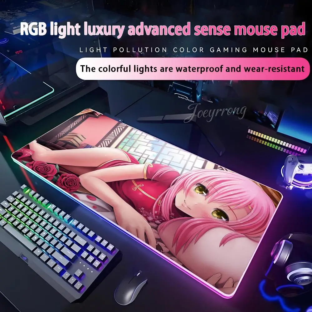 

Коврик для мыши Nagi Sanzenin Hayate Combat Butler RGB, расширенная игровая клавиатура, семь цветов, светодиодные коврики, большие, 1000x500 мм, XXL, геймер