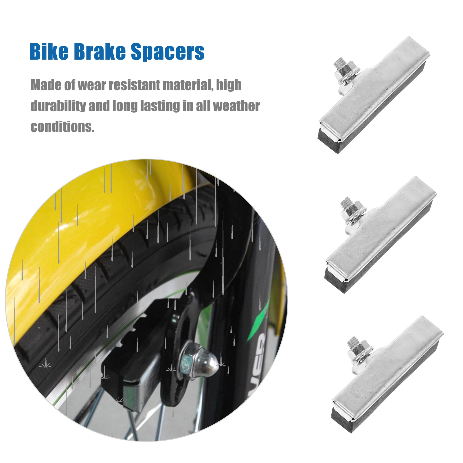 

10pcs Professional Bike Brake Pads Metal Rubber Durable Silent Anti-Squeal Wear Resistant Light Portable Replacement Spacers