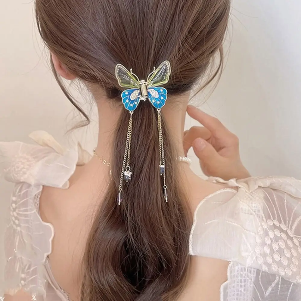 Soporte para cola de caballo, tocado de mariposa, garra para el cabello, accesorios para el cabello, pinza de cangrejo, palo para el cabello de estilo coreano