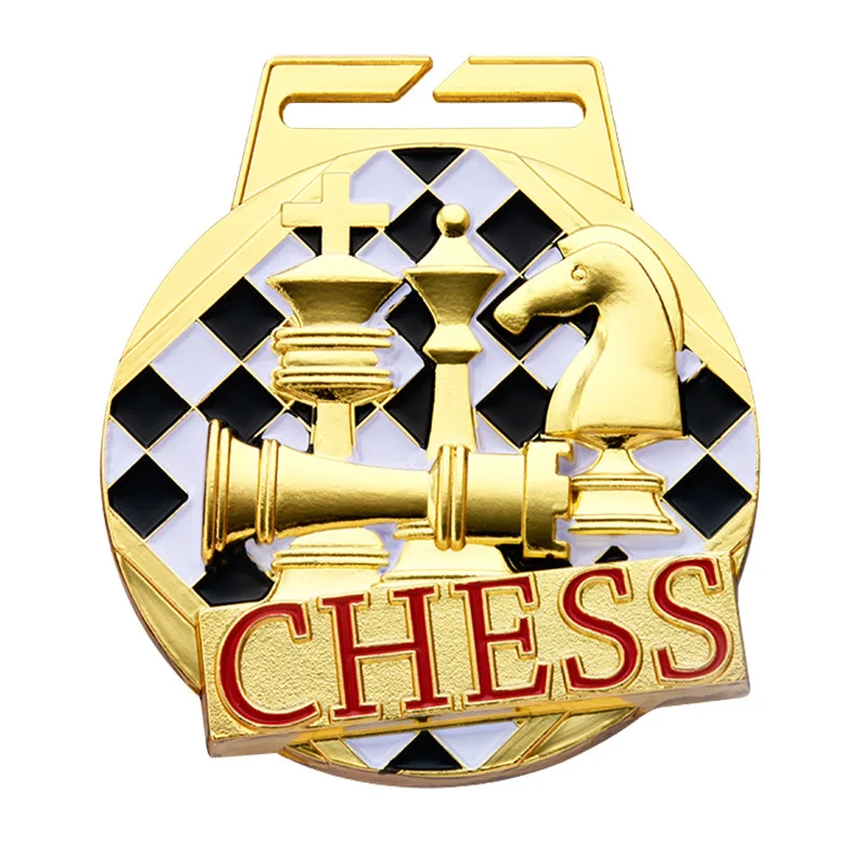 Chess Medal - Free Text Laser Service - Chess Competition Award, Chess Championship Medal, Chess Club Trophy, Custom Chess Medal