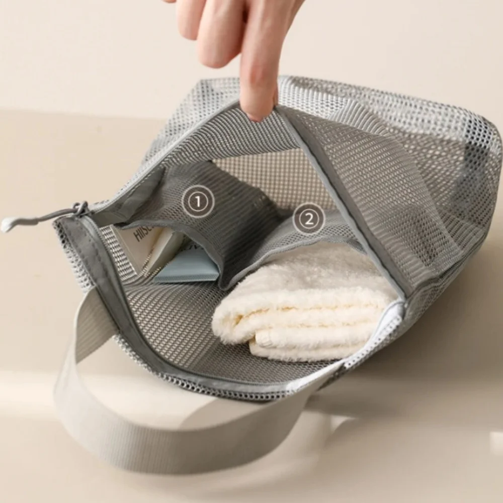 Portable Travel Handbags Mesh Makeup Toiletry Storage Bags Hanging Cosmetic Organizer Pouch Washing Body Shower Tools Organizer