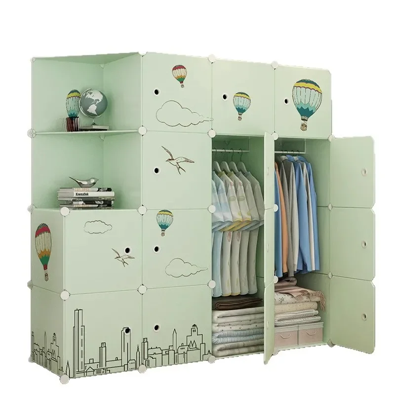 

Simple wardrobe assembly locker household bedroom rental room children's storage cabinet strong plastic cloth wardrobe