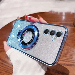Glitter Plating Magnetic Holder Phone Case For Huawei P70 P30 Lite P 70 P60 P40 P50 M P Mate 50 40 30 20 Pro Y7A Bracket Cover