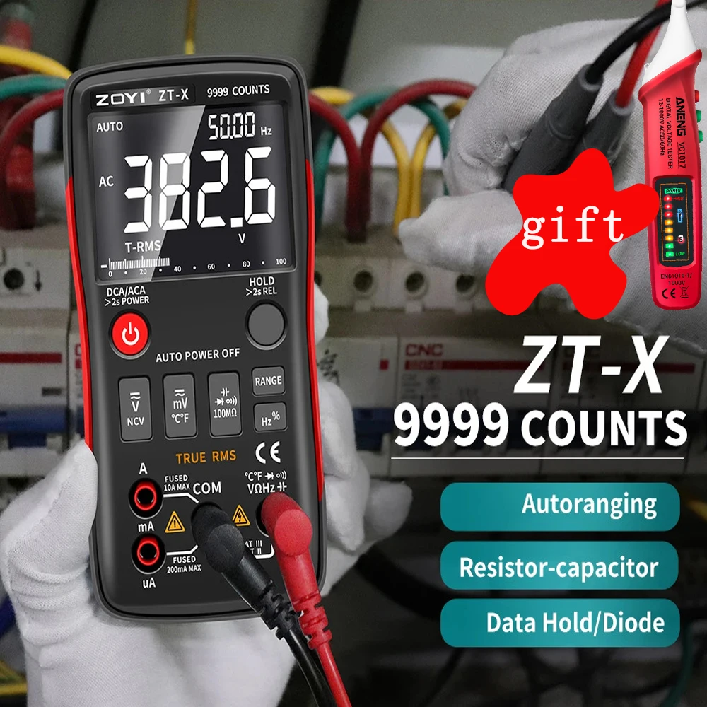 

ZOYI Digital Multimeter LCR Tester ZT-X 9999 Counts High-precision Auto Range NCV Multimetro VFC Micro Current Voltage Tester