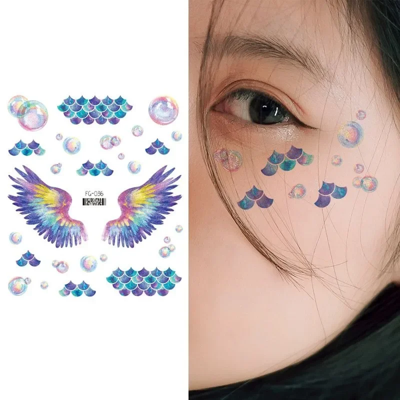 3D Fairy Butterfly Wings Shiny Tattoo Sticker Waterproof Butterfly Fake Tattoo Face Glitter Butterfly Disposable Butterfly Body