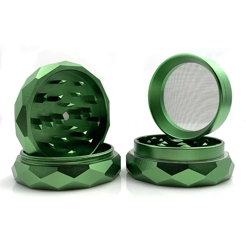 Mosaic Tobacco Grinder Crusher 4 Layer Diamond Aluminium Alloy 63mm Diameter Herb Spice Kitchen Crucher