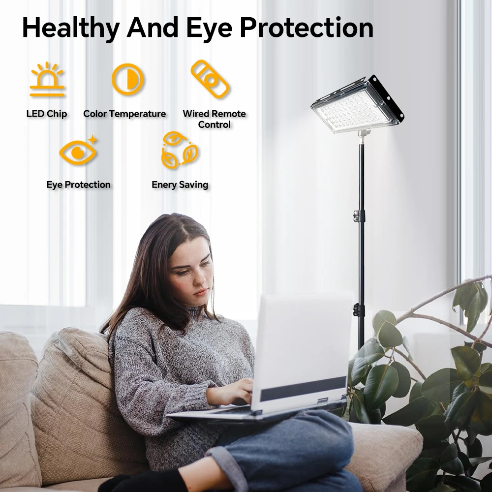 高さ調節可能なLEDフロアランプ 屋外/屋内用 タイマー付き、調光可能なスタンディングタスクライト 庭、キャンプ、オフィス、寝室用