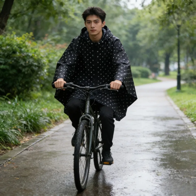 

Japanese Korean Style Cape Raincoat Unisex Adult Outdoor Hiking Travel Zipper Rain Poncho Portable Electric Bike Rainwear