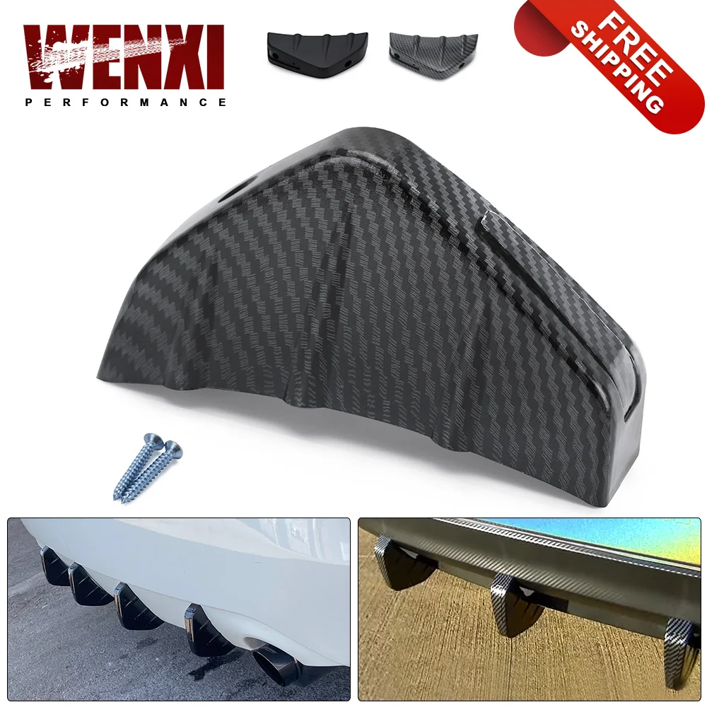 1/4 universal car carbon fiber pattern modified shark fin rear spoiler car rear bumper lip diffuser