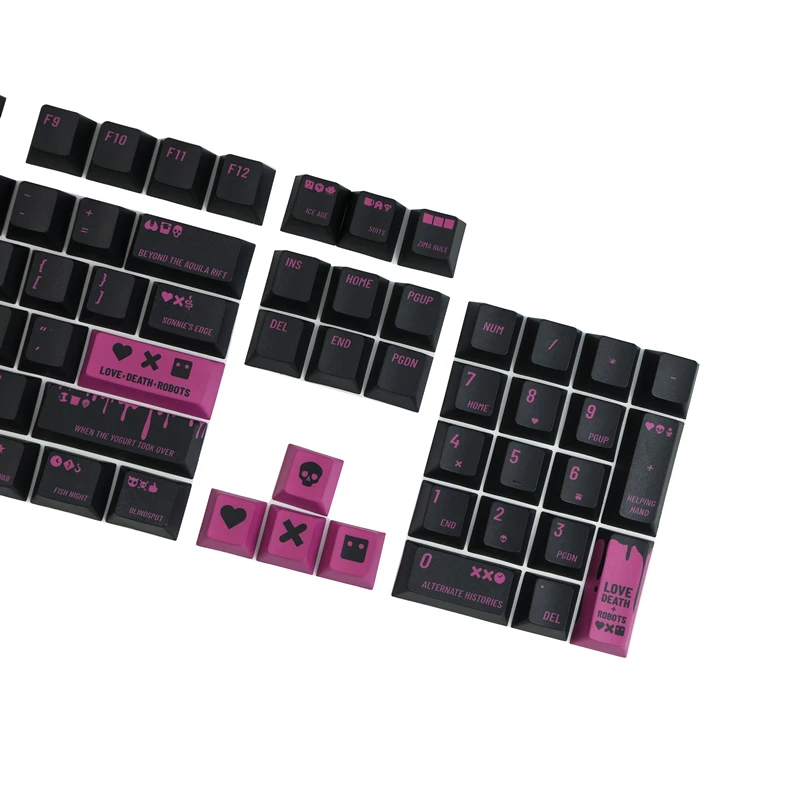142 Keys/set Love Death Robots Key Caps PBT 5 Sides Dye Subbed Keycaps Cherry Profile Keycap For 61 64 68 87 980 104 HHKB