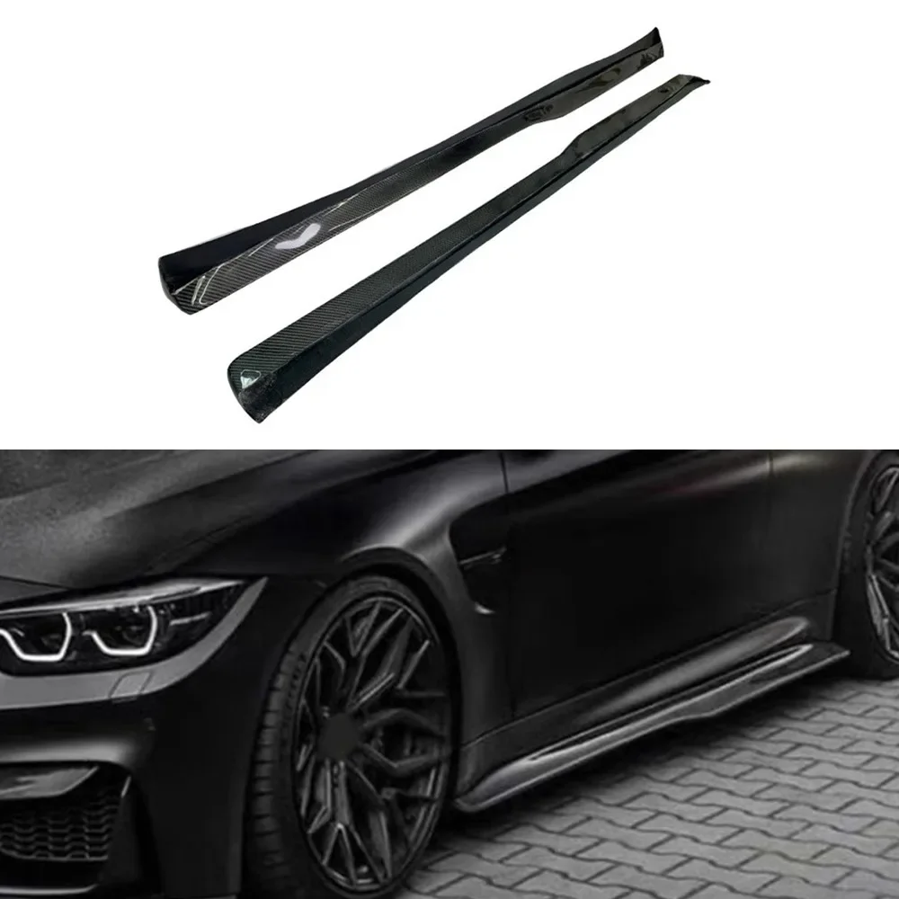 For 14-2020 BMW M3 M4 F80 F82 Genuine Dry Carbon Fiber Side Skirts PSM MP Style Side Package Apron Edge Spoiler Body Kits Trim