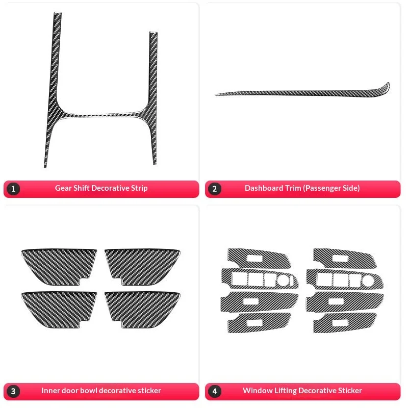 

For Kia K3 2016-2018 Carbon Fiber Interior Trim CD Panel Window Switch Cover Styling Decor
