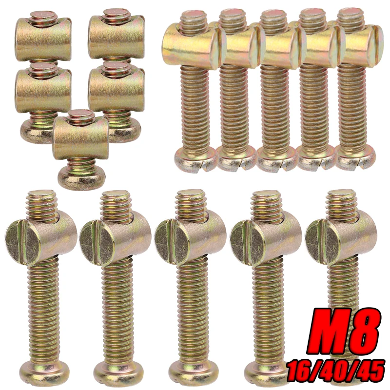 M8 Furniture Hardware Flat Head Screws Hammerhead Nuts SetsToolbox Workshop DIY Functional Accessories Screws Fasteners