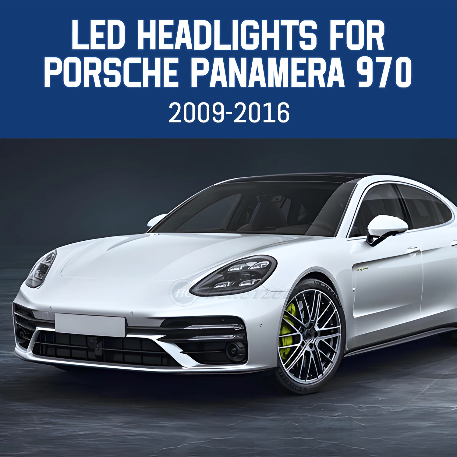 HCMOTIONZ Car LED Head Lamps for Porsche Panamera 2009-2016 (970) DRL Blue Light Front Lights Assembly